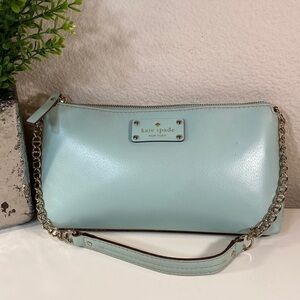 KATE Spade Wellesley Byrd Leather Chain Shoulder Bag Purse Robins‎ Egg